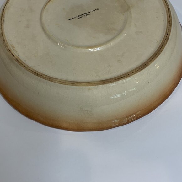 Apple Pie Recipe Ceramic Pie Dish 10” Beige & Orange Microwave Dishwasher Safe - Picture 9 of 9